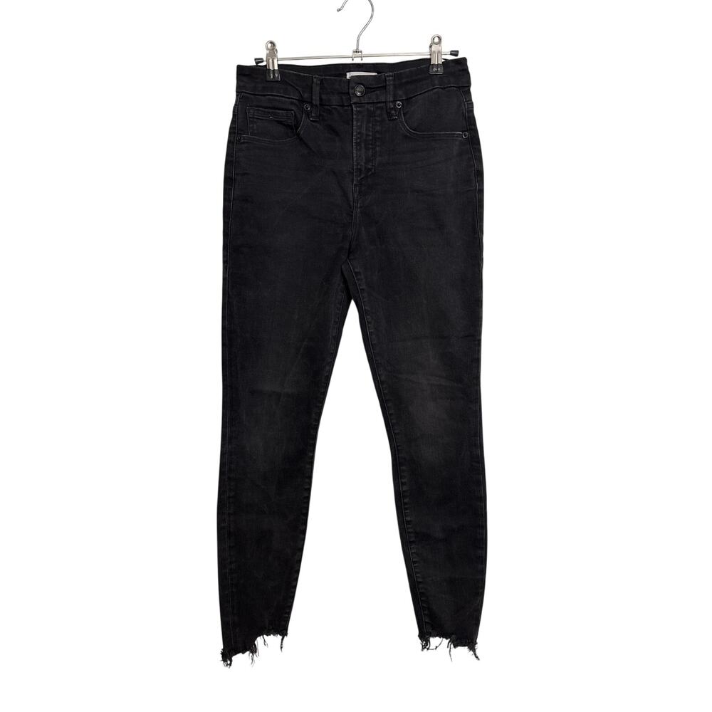 Good American Jeans Womens 6/28 Black Good Legs Skinny High Rise Raw Hem